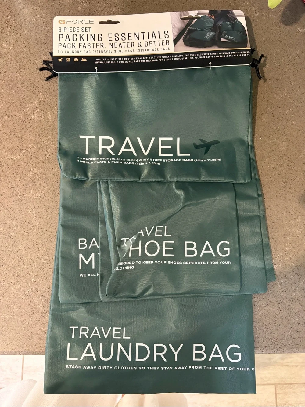 G/FORCE Teal Packing Essentials Set - Travel Garment & Shoe Bags